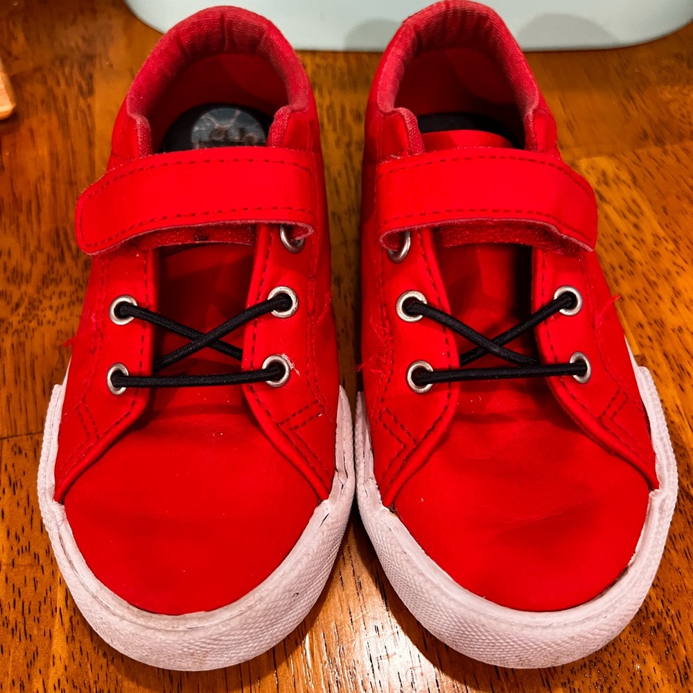 Polo Ralph Lauren Edmund II Shoes Toddler Size 10 Red White Hook & Loop Sneakers